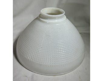 Vintage Milk Glass Lamp Shade Torchiere Waffle 10" Opening Bottom Antique