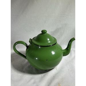 Green Enamelware Kettle - Etsy