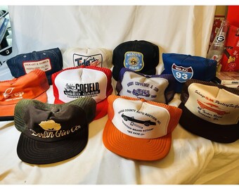 Vintage Adjustable Hats Lot Of 10 Trucking Mesh Semi Police Georgia Wholesale