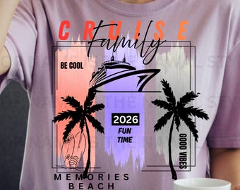 Familiecruise 2026 aquarel png-sublimatie digitale download voor vakantiecadeaus