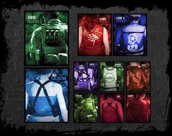 Resident Evil Character Matte Poster Prints | Leon, Claire, Jill, Chris, & More