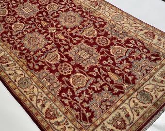 4x6 ft Bidjar Floral Red Rug, Afghan Hand knotted Wool Rug, Home and Living Room Rug, Turkmen Oriental Rug, Bedroom Rug, Kids Room Rug,