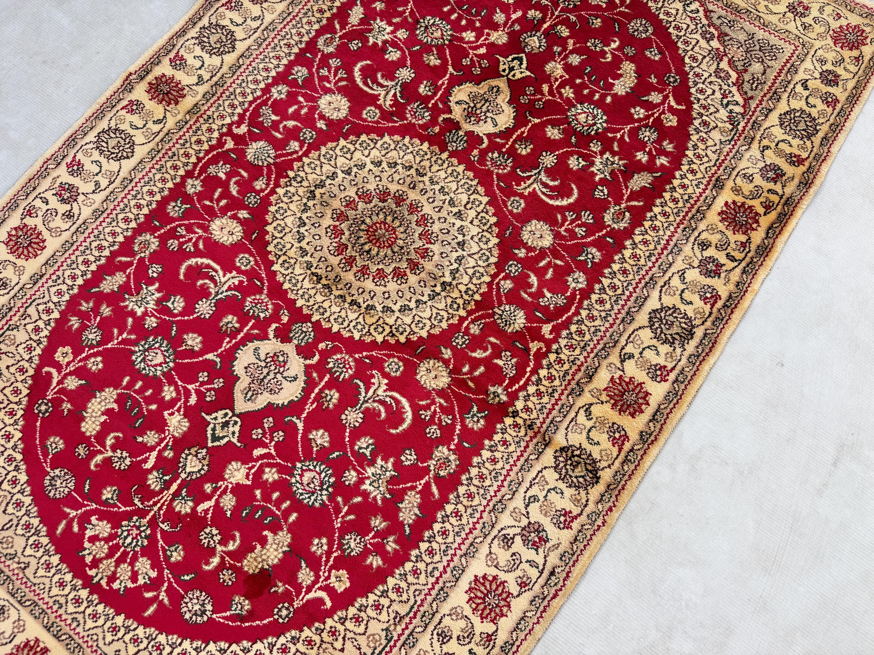 3x5 Rare Silk Oriental Red Area Rug, Vintage Hand Knotted Oriental Rug ...