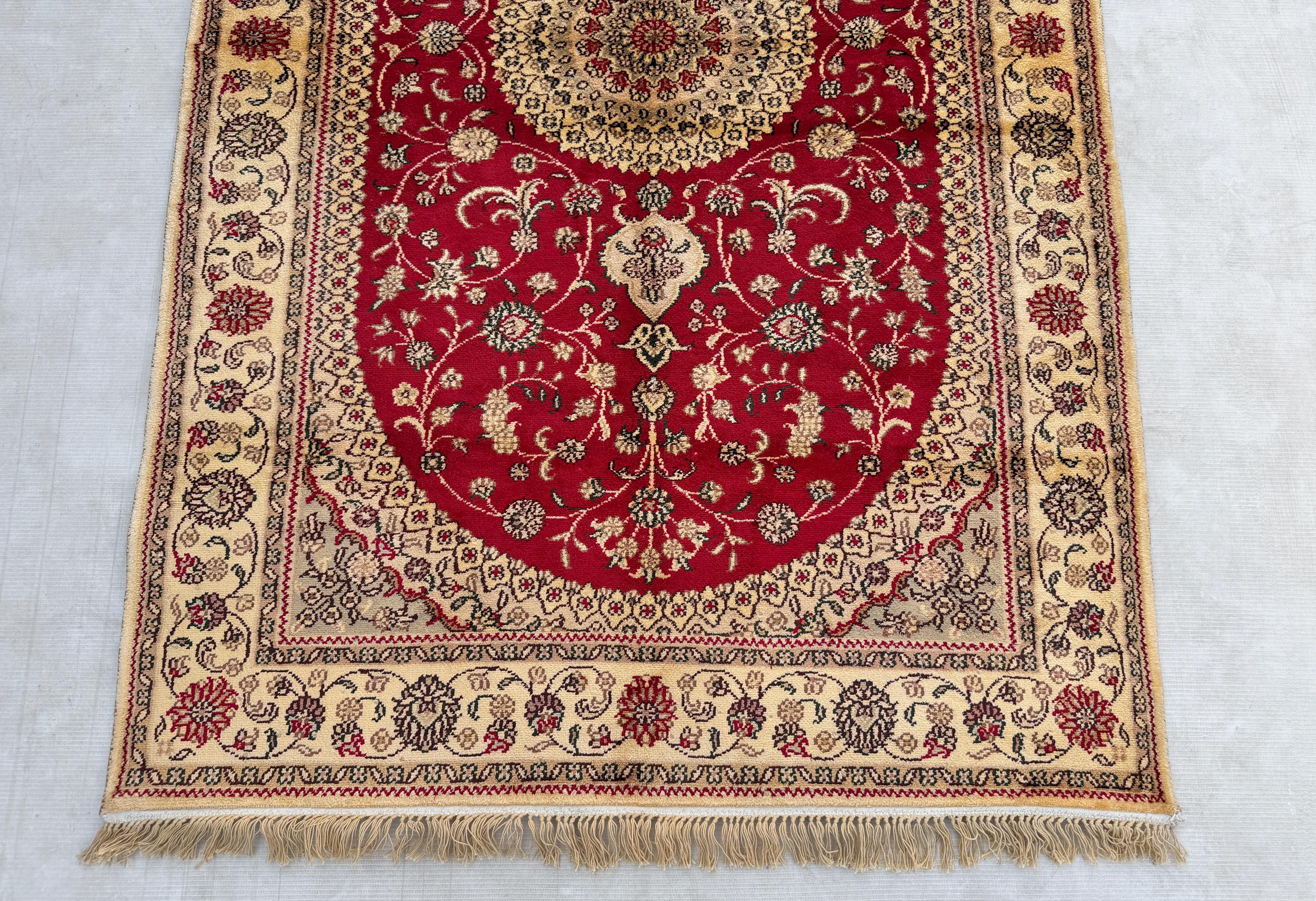 3x5 Rare Silk Oriental Red Area Rug, Vintage Hand Knotted Oriental Rug ...
