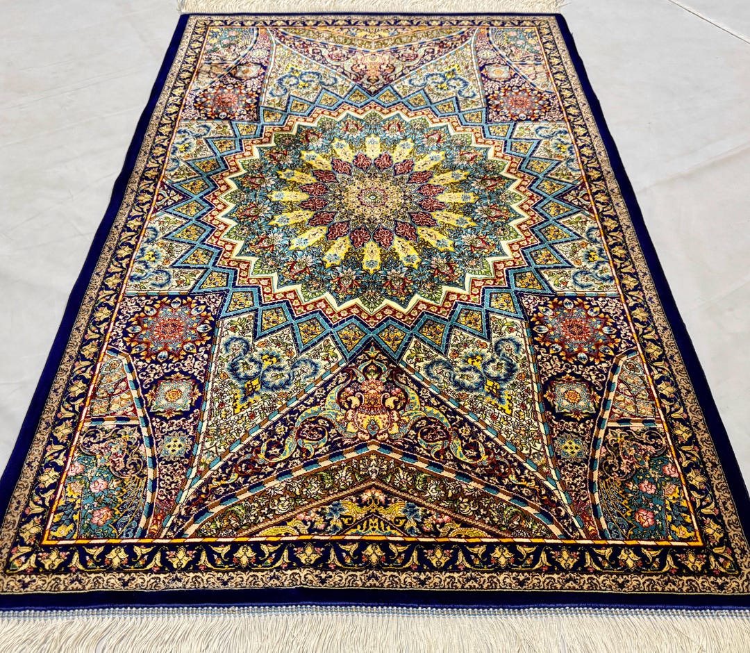3x4 Ft Oriental Floral Silk Rug, High Quality Turkish Bamboo Silk Rug ...