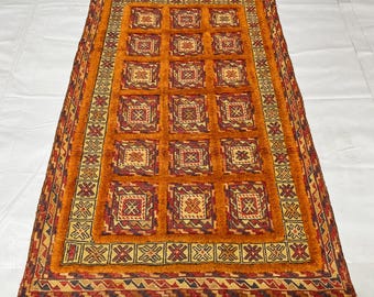 2'5x4 Ft Vintage Hand Knotted Barjesta Rug, Afghan Bedroom Rug