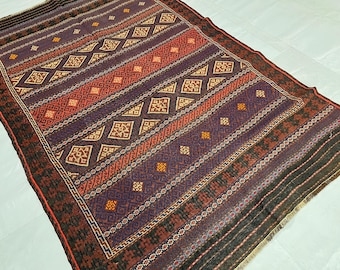 4.3 x 6.8 ft Vintage Handmade Afghan Kilim Rug, Bedroom Rug, Living Room Rug