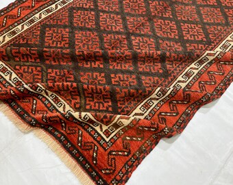 Tapete Baluch Antigo de Pelo Baixo, 1,5 x 2,7 m - Tapete Afegão Feito à Mão - Tapete para Decoração de Casa