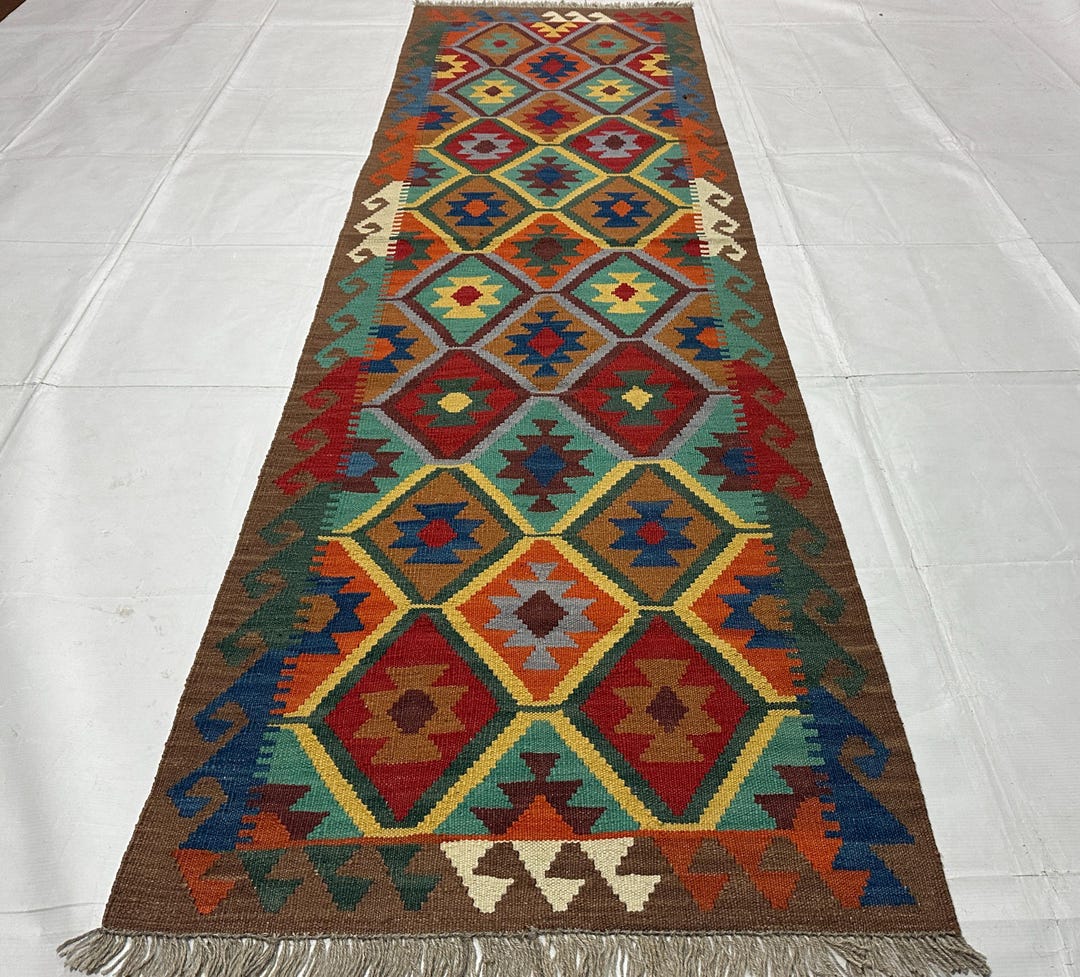2’6 X 8’1 Ft. Afghan Kilim Runner Rug, Afghan Hand-knotted Rug, Boho ...