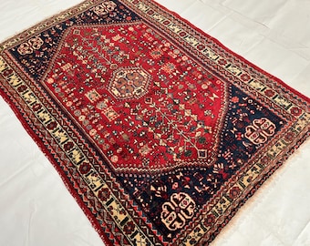 3x5 ft Vintage Medallion Design Rug, Afghan Handmade Wool Rug for Bedroom