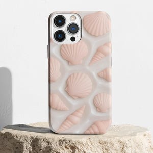 Phone Case, Seashell Design, Beach Lover Gift, Protective Shell Cover, Cute Shell Pattern, Hard Shell Case