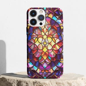 Faux Stained Glass Phone Case: Colorful Protective Cover for iPhone & Samsung