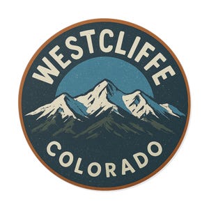 Westcliffe Colorado Vintage Round Vinyl Stickers | Adventure Decor, Travel Souvenirs, Mountain Lovers Gift, Nature Wall Art, Colorado Pride
