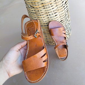 Handmade Brown Leather Sandals for Women, Genuine Moroccan Leather with Adjustable Buckle Strap, Comfortable Summer Footwear, Women Shoes