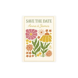 Blumen Save the Date Postkarten Set | Hochzeitsankündigungen, Antwortkarten, Einladungen, Briefpapier, Feierkarten
