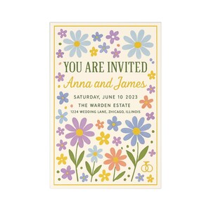 Blumeneinladung Postkarten | Hochzeitseinladungen, Save the Date, Ankündigung von Feierlichkeiten, Blumenmuster, individuelles Briefpapier