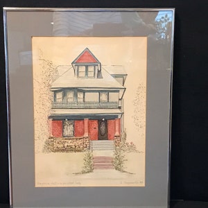 Painted Lady - Original Watercolor - Begonia Hall - Signed 1983 by Artist A Segebarth - 16 x 20 Painting Professionally Matted and Framed