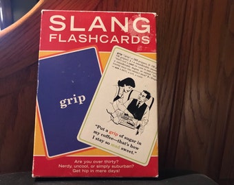 Set of 60 Illustrated Slang Flashcards - Knock Knock Who's There Inc Venice CA - Novelty Gag Gift - Vocabulary Update for Unhip and Uncool