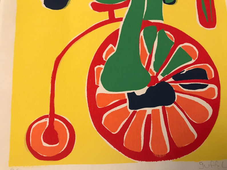 Cathy Heno Suffel Pencil Signed Serigraph - Whimsical Circus Clown - Limited Edition Print by Texas Artist - Colorful Unframed Matted Art image 8