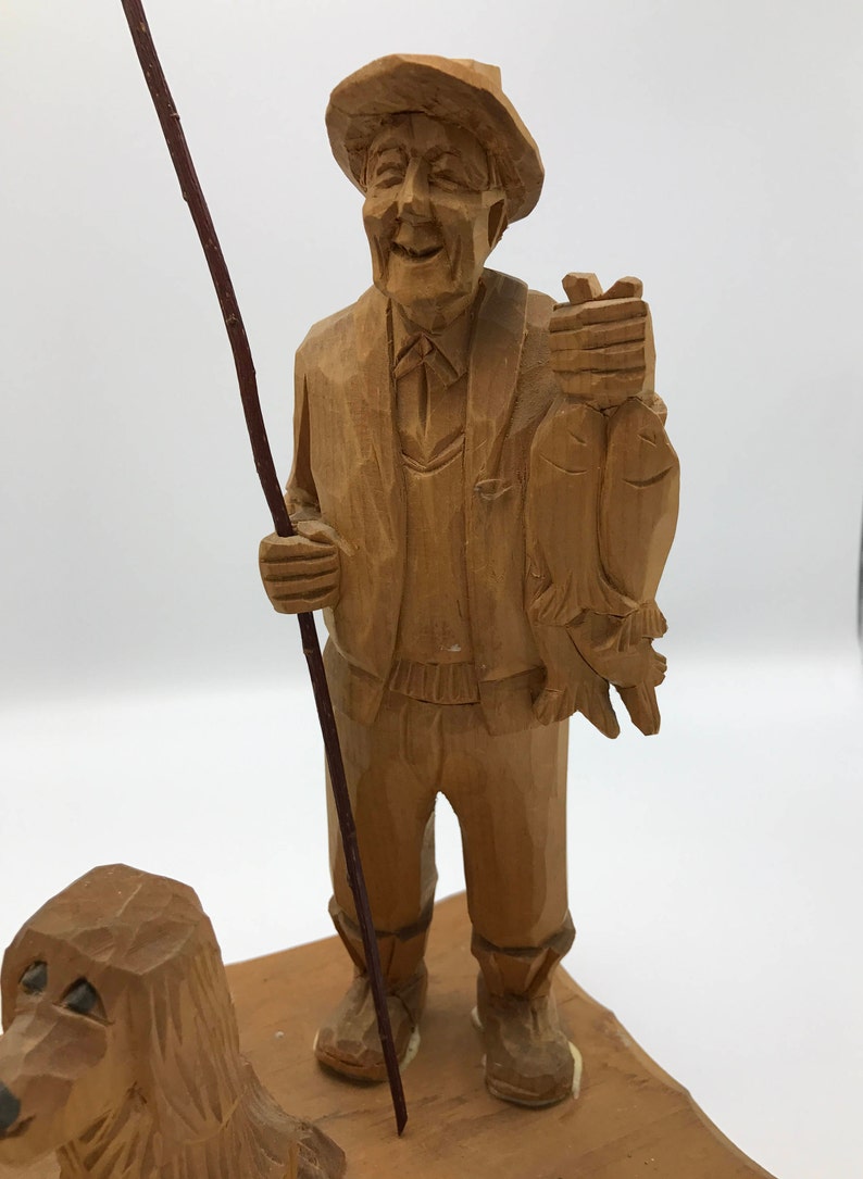 Large Signed Canadian Wood Carving Folk Art Characters Etsy