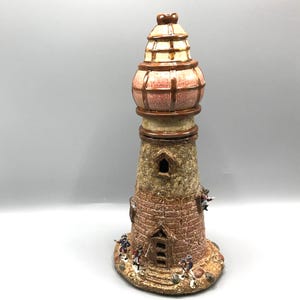 Large Pottery Lighthouse or Watchtower - Revolutionary War Battle Scene - Miniature British and Patriot Soldiers - Watch Tower with Beacon