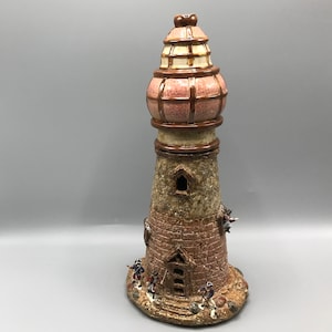 Large Pottery Lighthouse or Watchtower - Revolutionary War Battle Scene - Miniature British and Patriot Soldiers - Watch Tower with Beacon