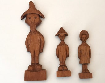 Rustic Folk Art Family - Pa and the Kids - Mountain People by Unknown Carver - Vintage Ozark Souvenirs - Classic Kitsch Hillbilly Characters