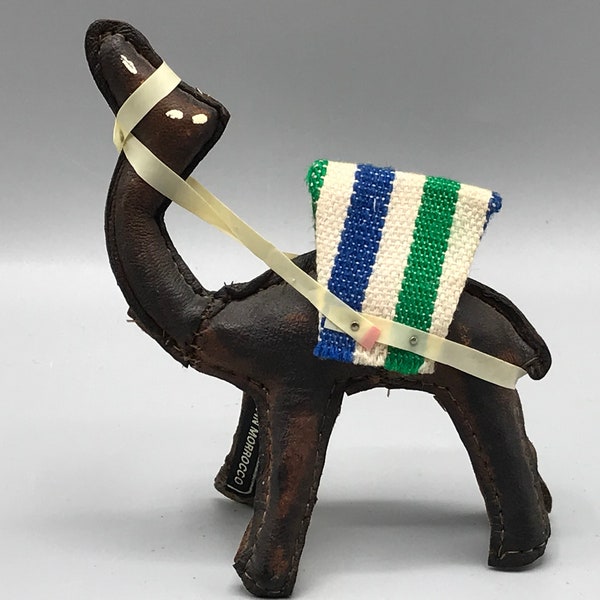 Exotic Morocco Souvenir - Small Stitched Stuffed Leather Camel - Middle Eastern Dromedary