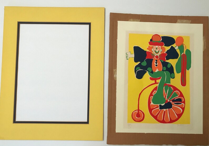 Cathy Heno Suffel Pencil Signed Serigraph - Whimsical Circus Clown - Limited Edition Print by Texas Artist - Colorful Unframed Matted Art image 4