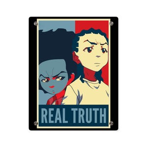 Acrylic Wall Art, Boondocks Cartoon Huey and Riley Freeman Decor, Truth Panel Print, Hip Hop African American Art, Funny Teens Room Sign,