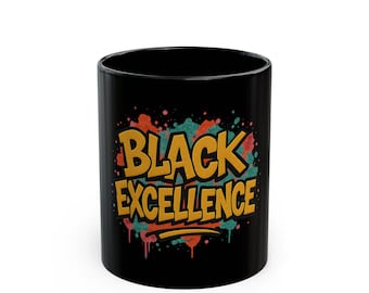 Black Excellence Mug: Celebratory Coffee Cup, Motivational Gift