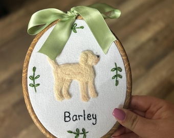 Custom Needle Felted Pet Portrait Embroidery Hoop Art