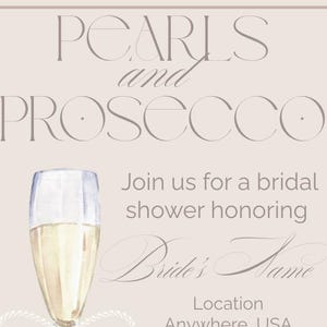 Pearls and Prosecco Bridal Shower Invitation