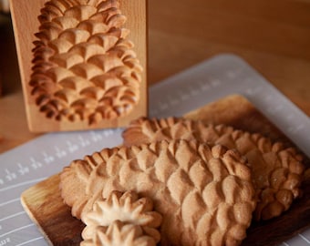 Molde para galletas de jengibre con forma de piña - Sello de madera de haya - Herramienta para hornear navideña - Cortador de galletas hecho a mano, regalo para panaderos, fabricado en Alemania