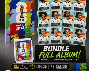 World Cup 2026 Printable Sticker +Album PDF | +900 Soccer Stickers | All 48 Teams | Panini Style | Instant Download FIFA 2026 Football Cards