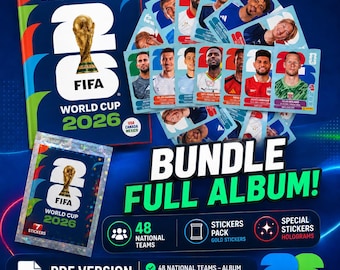 World Cup 2026 Printable Sticker +Album PDF | +900 Soccer Stickers | All 48 Teams | Instant Download FIFA 2026 Football Cards