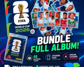 World Cup 2026 Printable Sticker +Album PDF | +900 Soccer Stickers | All 48 Teams | Panini Style | Instant Download FIFA 2026 Football Cards
