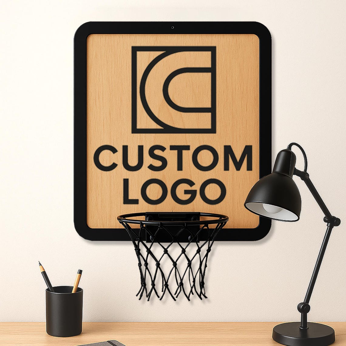 Custom Basketball Hoop: Personalized Office Game Room Decor, Beech Wood ...
