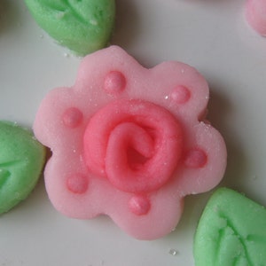 Grandma's Old Fashion Roses with Mini Leaves and Hearts Mints Special Occasions, Weddings, Parties 100 Cream Cheese Mints image 4