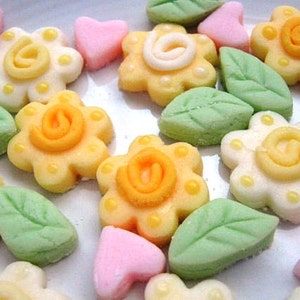 Grandma's Old Fashion Roses with Mini Leaves and Hearts Mints Special Occasions, Weddings, Parties 100 Cream Cheese Mints image 2