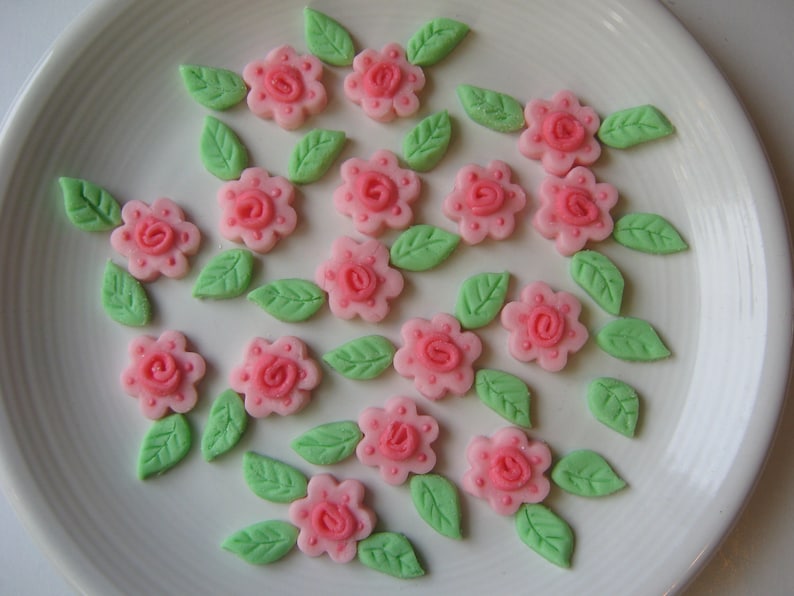 Grandma's Old Fashion Roses with Mini Leaves and Hearts Mints Special Occasions, Weddings, Parties 100 Cream Cheese Mints image 5