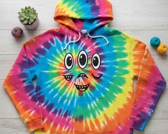 Tie Dye Hoodie | Three-Eyed Monster, Indie Festival Sweatshirt