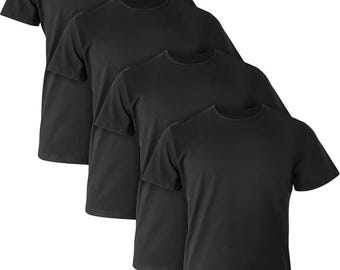 Black Cotton T-Shirt 4-Pack | Unisex Crew Neck Soft Tees