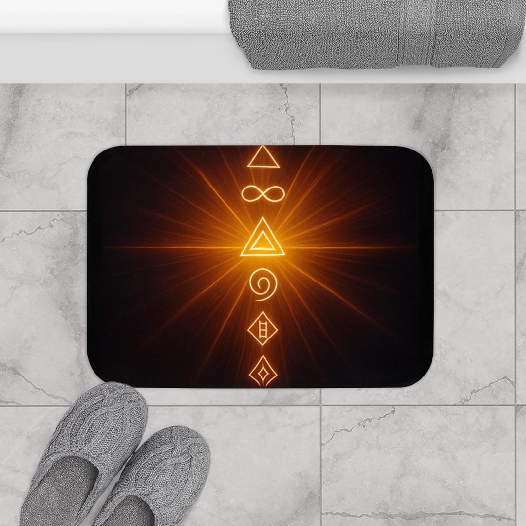 Glowing Alchemy Symbols Bath Mat | Mystic Element Rune Design - Etsy