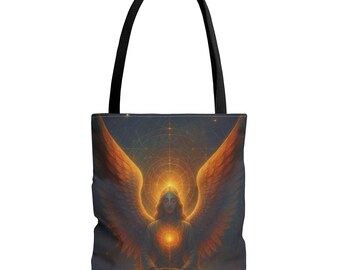 Bolsa de mano con ilustración de ángel radiante / Alas espirituales, luz del corazón
