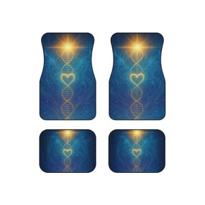 Cosmic Energy Car Mat Set: Spiritual DNA Heart Design