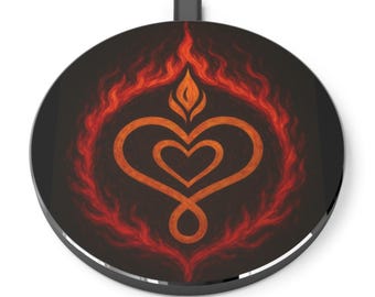 Flaming Heart Sigil Wireless Charger Qi Fast Charging Pad