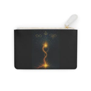 Pochette Celestial Infinity, pochette cosmica in similpelle, accessorio con motivo Saffiano