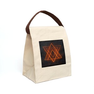 Stylish Canvas Lunch Bag with Strap, Bohemian Tote, Eco-Friendly Food Carrier, Star Design Lunchbox, Gift for Him or Her