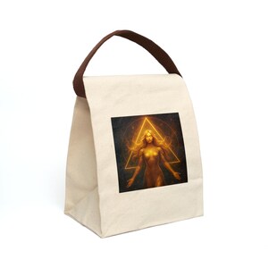 Golden Goddess Canvas Lunch Bag - Eco-Friendly Tote, Stylish Food Carrier, Artful Lunchbox, Gift for Her, Motivational Tote Bag